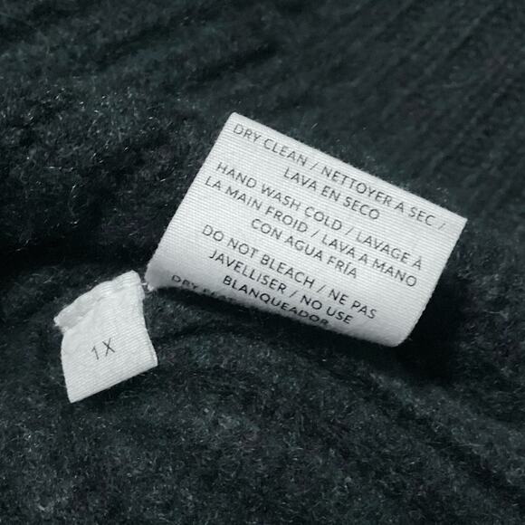 Naadam 100% Cashmere Thick Ribbed Knit Turtleneck Tunic Sweater Green 1x - Picture 8 of 9